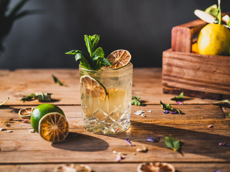 Frisk sommerdrink med tørrede citrusfrugter