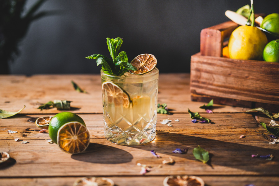 Frisk sommerdrink med tørrede citrusfrugter