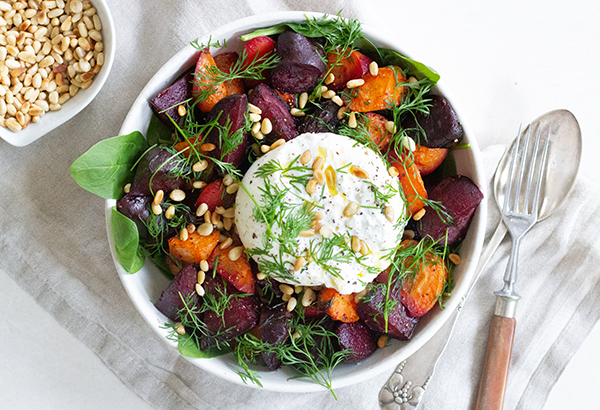 bagte rødbeder med burrata