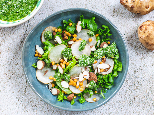 jordskokkesalat med dildressing