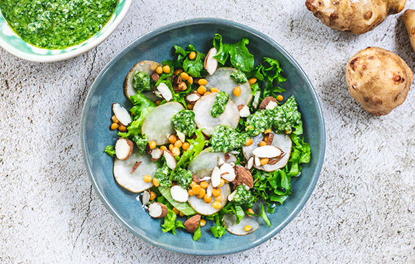 jordskokkesalat med dildressing